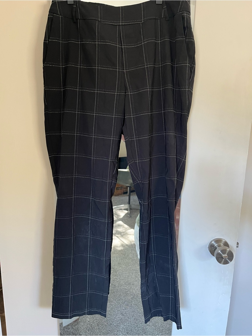 Women's Black Windowpane Ankle Pants